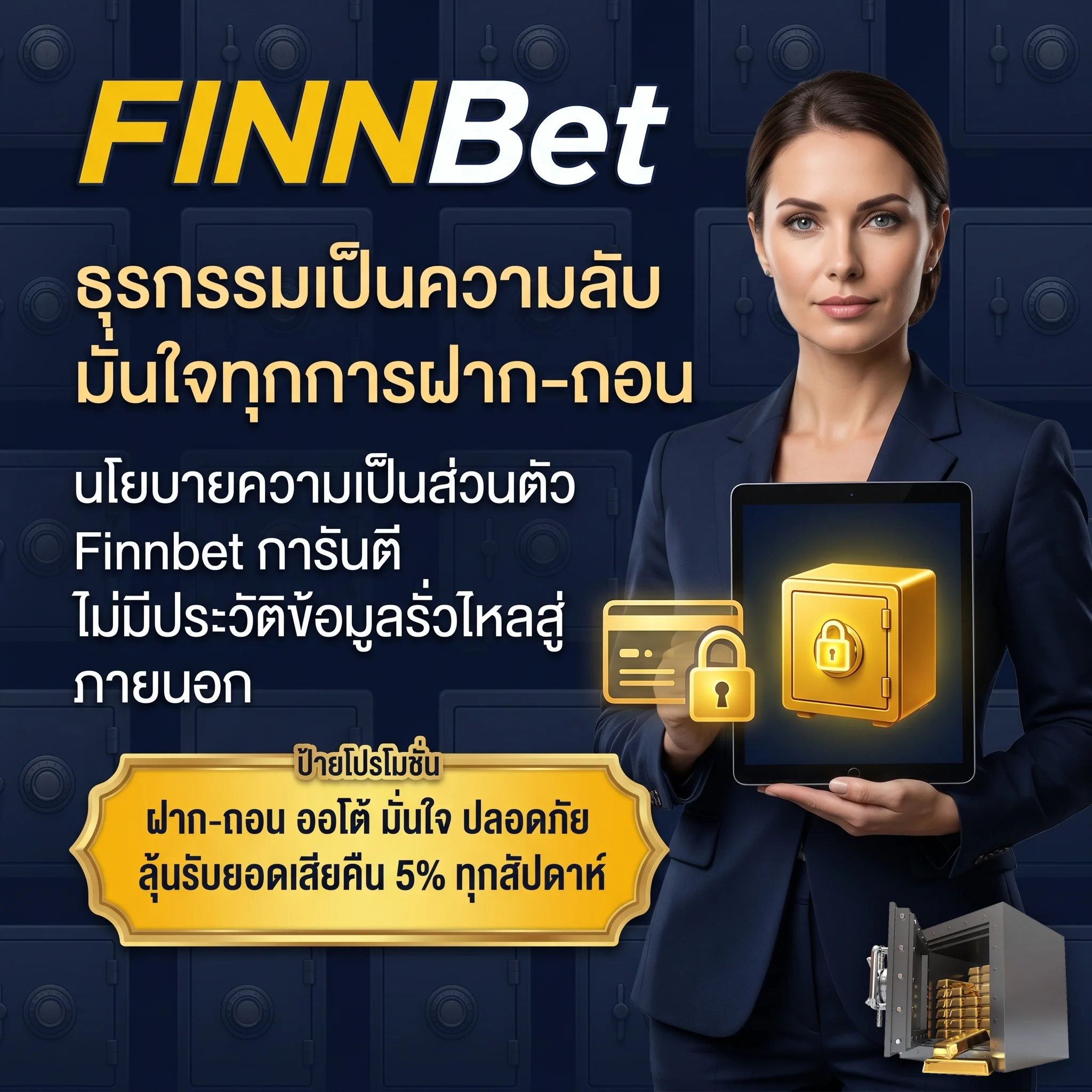 นโยบายความเป็นส่วนตัว Finnbet การันตีความปลอดภัยทางการเงิน ธุรกรรมฝากถอนเป็นความลับสูงสุด ข้อมูลไม่มีรั่วไหล